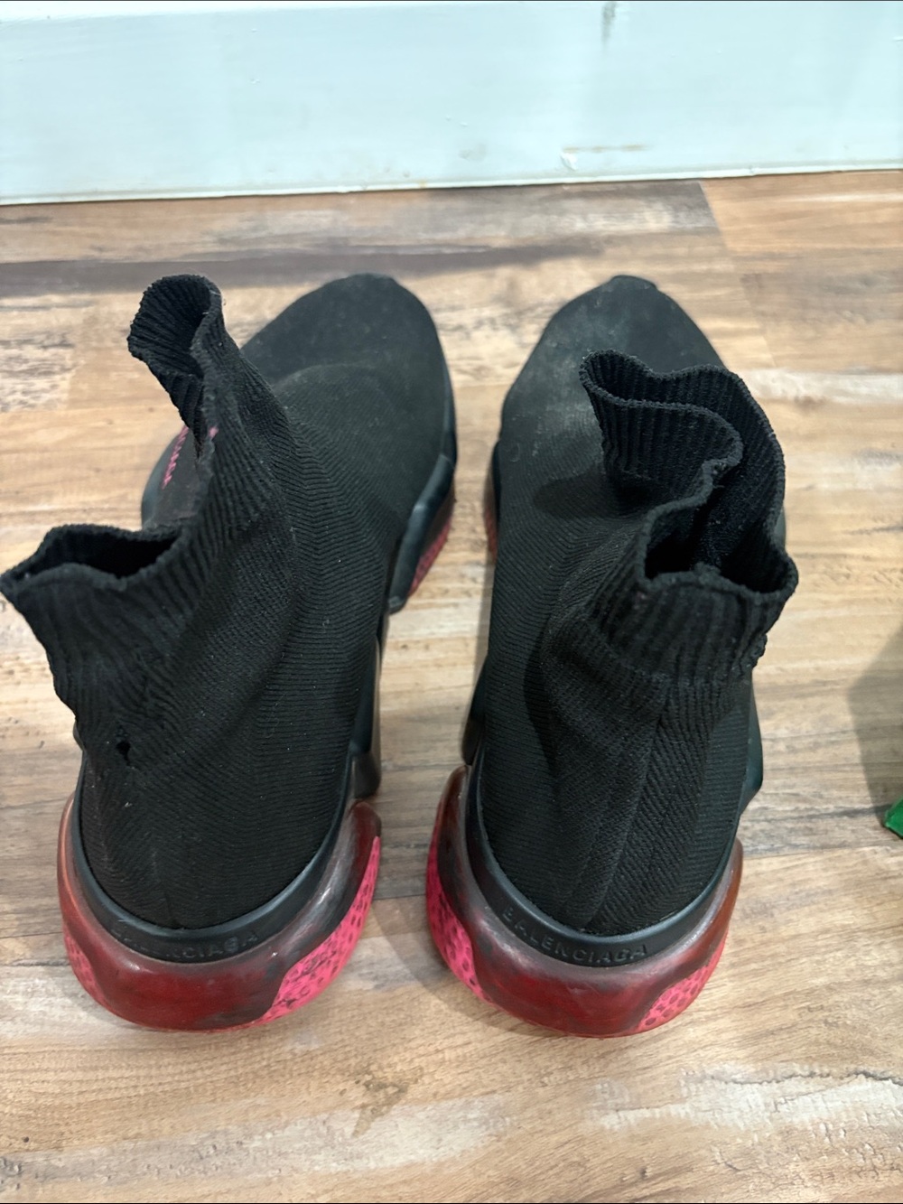 Balenciaga Black Sock Runner Sneakers with Pink Accents - Picture 5 of 5